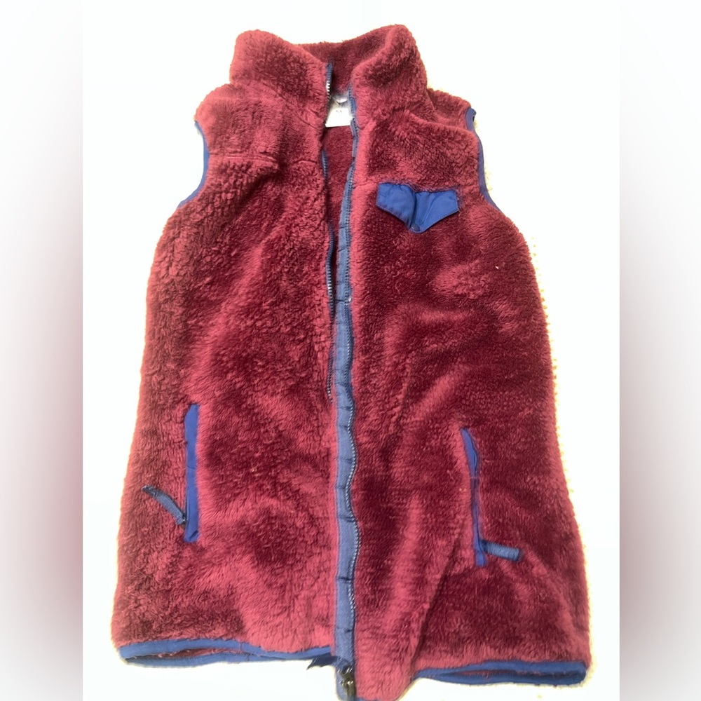 Plush Burgundy and Blue Vest